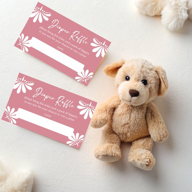 Tarjeta De Recepción Cielito lindo rifa polvorienta de pañales mexicano (Cielito lindo dusty pink Mexican fiesta papel picado baby shower diaper raffle Enclosure Card )