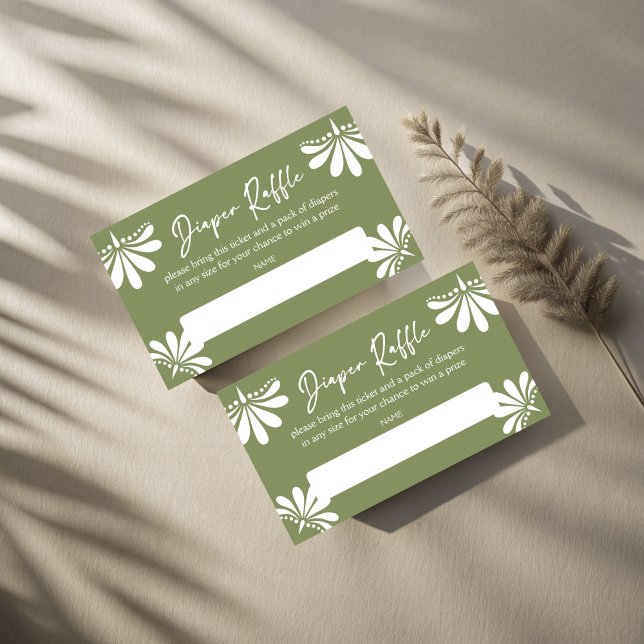 Tarjeta De Recepción Cielito lindo verde fiesta mexicana rifa de pañale (Cielito lindo sage green Mexican fiesta baby shower diaper raffle Enclosure Card raffle tickets)