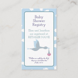 Tarjeta De Recepción Cielo azul de cigüeñas de Baby Shower verso bíblic
