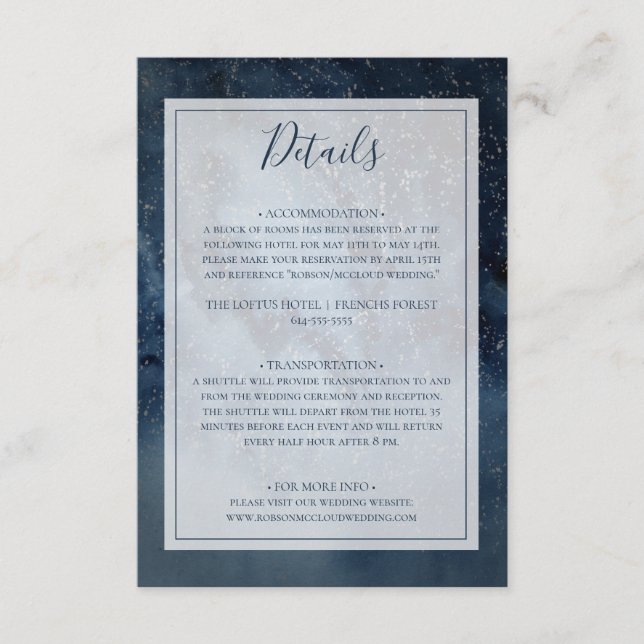 Tarjeta De Recepción Cielo Celestial Nocturno Con Detalles Del Marco (Anverso)