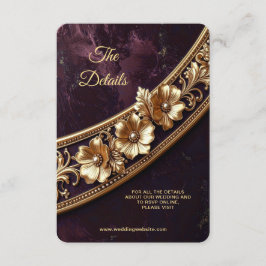 Tarjeta De Recepción Cierre con Detalle Floral Dorado Ornamentado