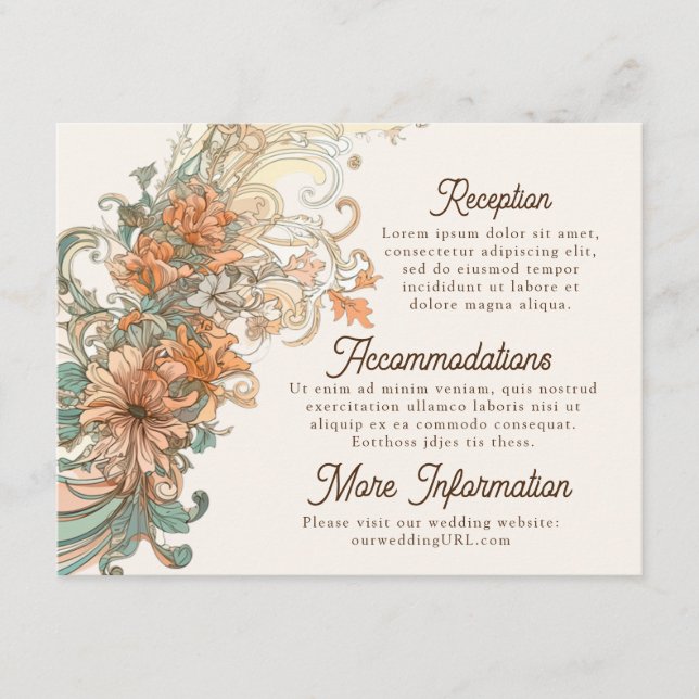 Tarjeta De Recepción Cierre de boda Art Nouveau (Anverso)