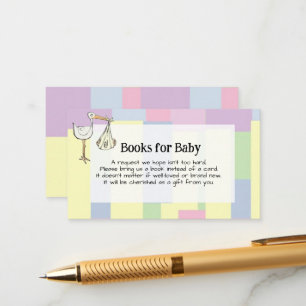 Tarjeta De Recepción Cigüeña Funky Cubismo Libros Retro para Bebé