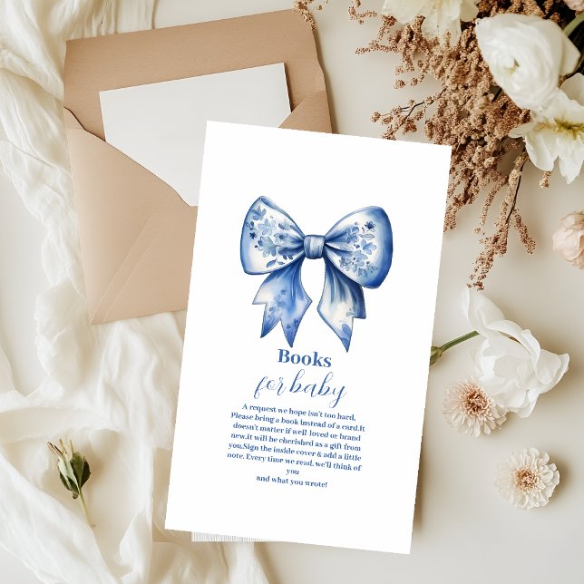 Tarjeta De Recepción Cinta acuarela Dusty Blue Bow Books para bebé (Subido por el creador)