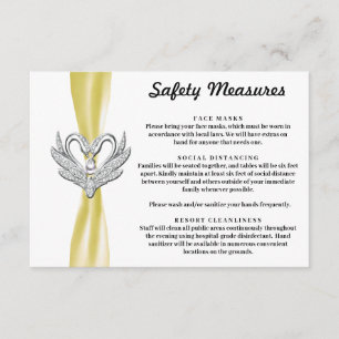 Tarjeta De Recepción Cinta amarilla Plata Cisnes medidas de seguridad