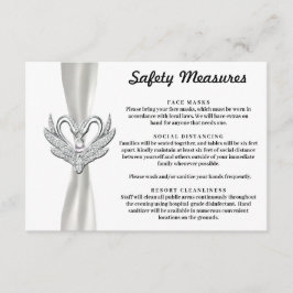 Tarjeta De Recepción Cinta Blanca Cisnes de Plata Medidas de Seguridad