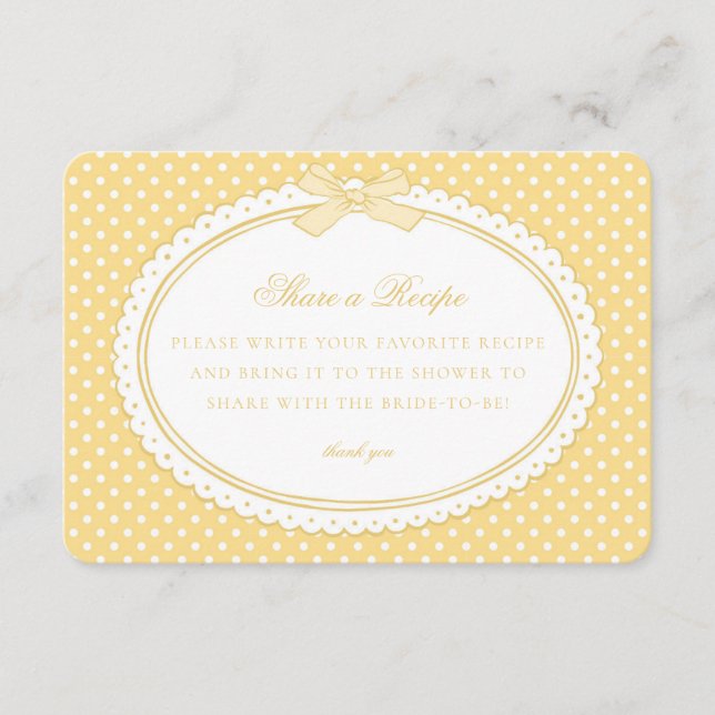 Tarjeta De Recepción Cinta de Cuadrillé Amarillo Coqueta Comparte una R (Anverso)