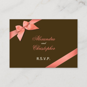 Tarjeta De Recepción Cinta roja coral RSVP Minicard
