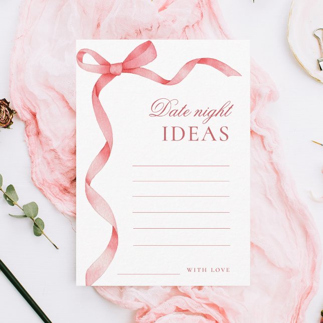 Tarjeta De Recepción Cinta rosa Bow Fecha Noche Ideas Ducha Bridal (Subido por el creador)