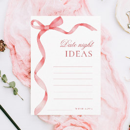 Tarjeta De Recepción Cinta rosa Bow Fecha Noche Ideas Ducha Bridal