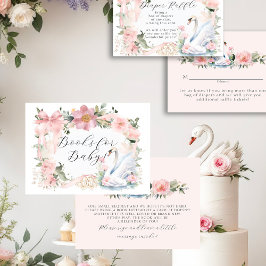 Tarjeta De Recepción Cinta rosa Cisne Cisne Elegante Libros Florales pa