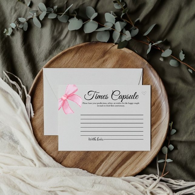 Tarjeta De Recepción Cinta rosa de la proa Time Cápsula Bridal Shower (Subido por el creador)