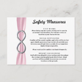 Tarjeta De Recepción Cinta Rosa Medidas de Seguridad Infinitas Plateada