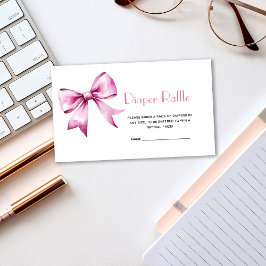 Tarjeta De Recepción Cinta rosada Bow Baby Shower Diaper Raffle