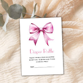 Tarjeta De Recepción Cinta rosada Bow Baby Shower Diaper Raffle
