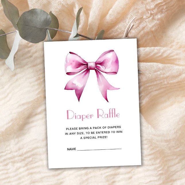 Tarjeta De Recepción Cinta rosada Bow Baby Shower Diaper Raffle (Subido por el creador)