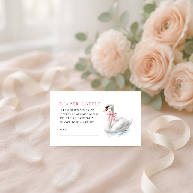 Tarjeta De Recepción Cisne de cisnes y cutis rosada Diaper Raffle Baby  (Subido por el creador)
