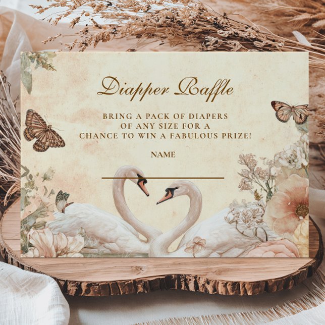 Tarjeta De Recepción Cisne Floral Romántica Diapper (Subido por el creador)