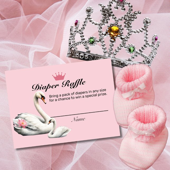 Tarjeta De Recepción Cisne rosa Lotus Floral Baby Shower Diaper Raffle (Subido por el creador)