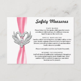 Tarjeta De Recepción Cisnes de plata con lazo rosa Medidas de seguridad