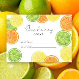 Tarjeta De Recepción Cítrico - adivina cuántos corchos juego de novia