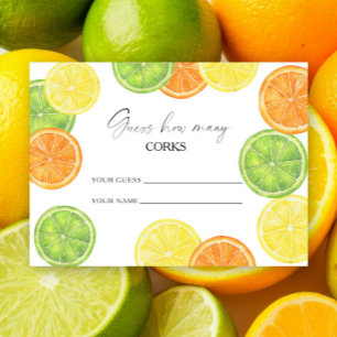 Tarjeta De Recepción Cítrico - adivina cuántos corchos juego de novia