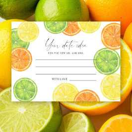 Tarjeta De Recepción Cítrico - Ideas para una noche de cita \ Tarro de 
