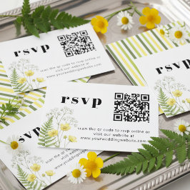 Tarjeta De Recepción Citrícola moderna Flor silvestre Franja QR RSVP