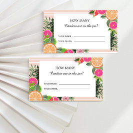 Tarjeta De Recepción Cítricos acuarelas adivinan cuántos dulces