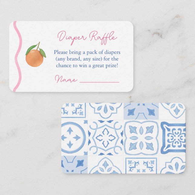 Tarjeta De Recepción Cítricos Baby Shower Diaper Raffle (Anverso / Reverso)