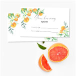 Tarjeta De Recepción cítricos naranjas - adivinen cuántos besos juego d<br><div class="desc">Fiesta de ducha de color cítrico acuático con ilustracion acuarela de naranjas en una rama de árbol. Elegante caligrafía escrita,  perfecta para bodas de primavera,  verano o otoño. Elementos coincidentes disponibles.</div>