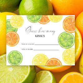 Tarjeta De Recepción Citrus - adivina cuántos besos juego de boda