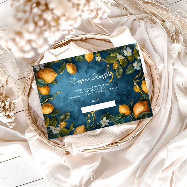Tarjeta De Recepción Citrus Blossom Blue Diapper Raffle (Subido por el creador)
