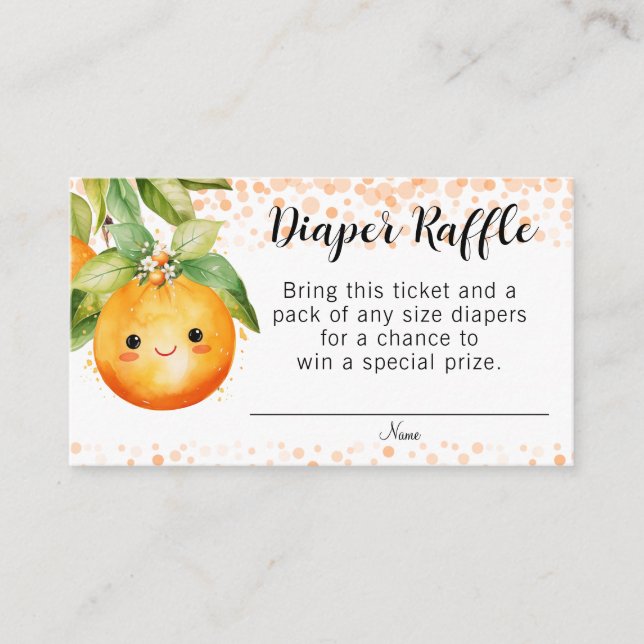Tarjeta De Recepción Citrus Diaper Raffle, pequeño Naranja (Anverso)