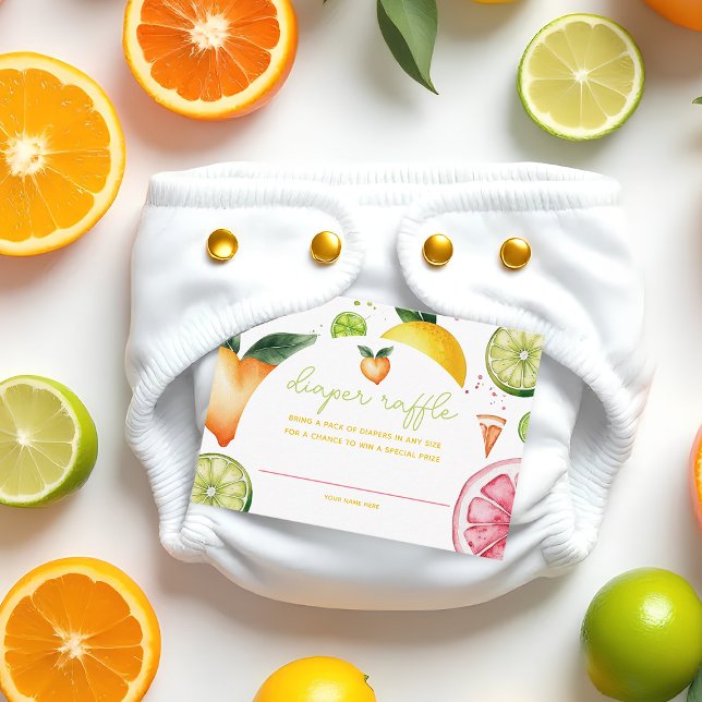 Tarjeta De Recepción Citrus Fruit Baby Shower Diaper Raffle (Citrus Baby Shower Diaper Raffle Card)