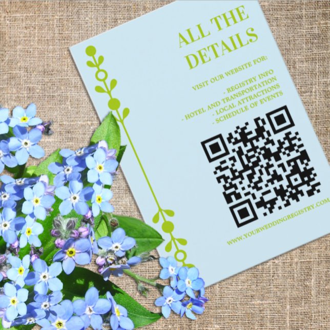 Tarjeta De Recepción Citrus Green & Coastal Blue Wedding Details (Subido por el creador)
