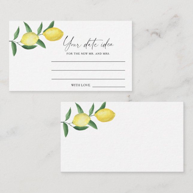 Tarjeta De Recepción Citrus Lemon - Ideas nocturnas de fecha \ Frasco d (Anverso / Reverso)