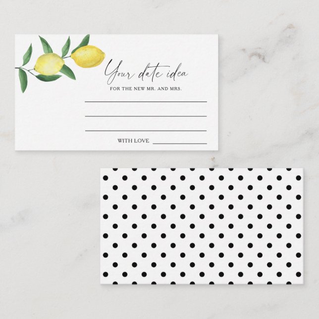 Tarjeta De Recepción Citrus Lemon - Ideas nocturnas de fecha \ Frasco d (Anverso / Reverso)