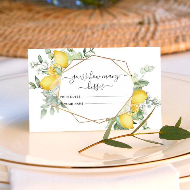 Tarjeta De Recepción Citrus limón adivina cuántos besos de juego de nov (Subido por el creador)