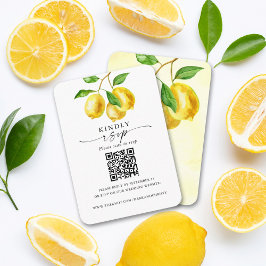 Tarjeta De Recepción Citrus limón de código QR RSVP de boda