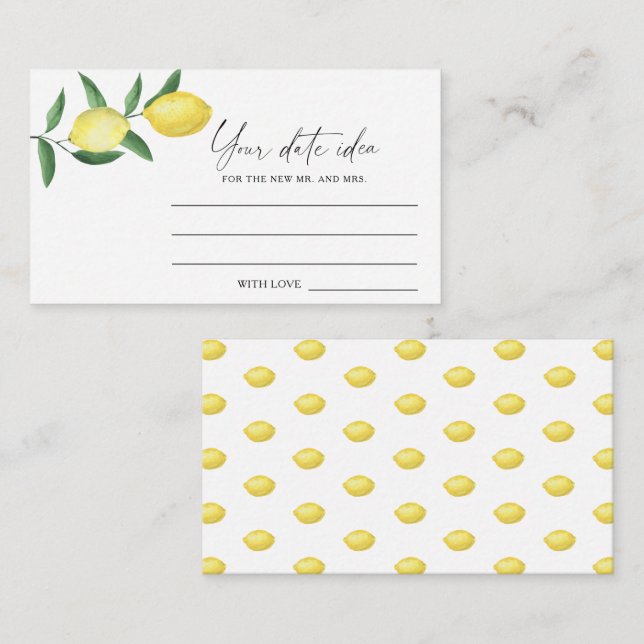 Tarjeta De Recepción Citrus Limón - Ideas para una noche de cita \ Tarr (Anverso / Reverso)