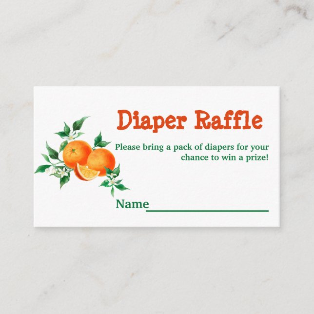 Tarjeta De Recepción Citrus Little Cutie Baby Shower Game Diaper Raffle (Anverso)