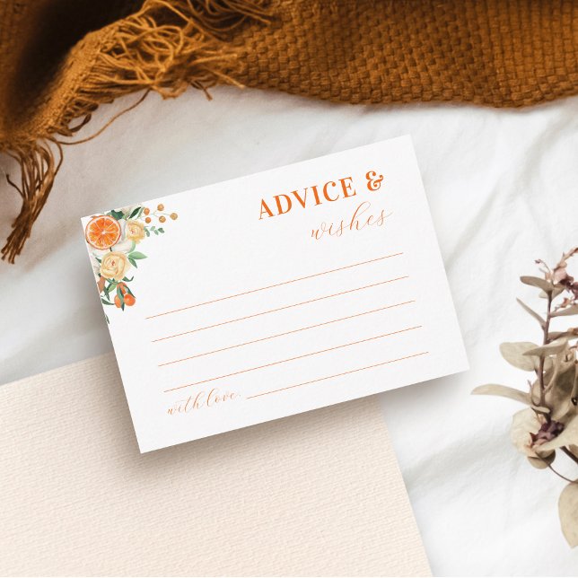 Tarjeta De Recepción Citrus Naranja Floral Bridal Shower Consejos y des (Subido por el creador)