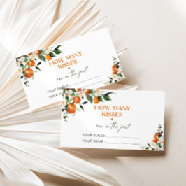 Tarjeta De Recepción Citrus naranjas adivinan cuántos besos de juego de
