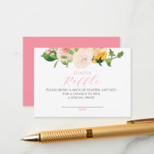 Citrus Pink Baby Shower Diaper Raffle