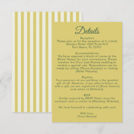 Tarjeta De Recepción Citrus Yellow Olive Green and Ivory Wedding Detail