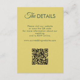 Tarjeta De Recepción Citrus Yellow Olive Green and Ivory Wedding Detail