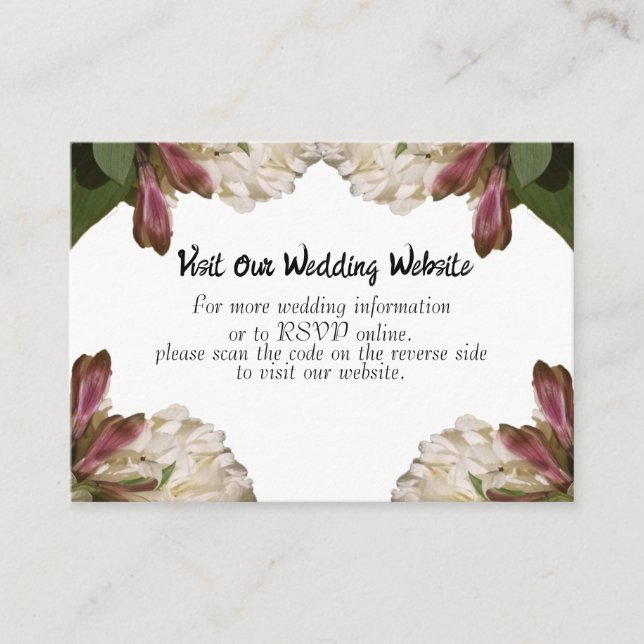 Tarjeta De Recepción Clásica Boda Blanca Floral RSVP (Anverso)