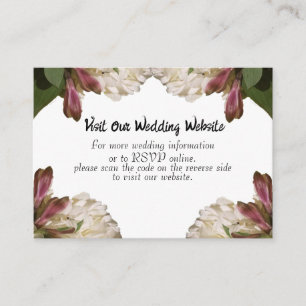 Tarjeta De Recepción Clásica Boda Blanca Floral RSVP