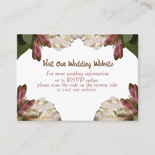 Tarjeta De Recepción Clásica Boda Blanca Floral RSVP (Anverso)